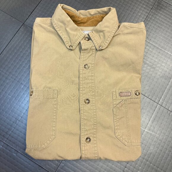 CARHARTT MENS TAN SHORT SLEEVE BUTTON UP SHIRT LARGE - Picture 9 of 10